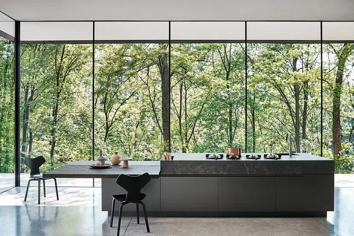 Handleless modern kitchen featuring slab-front cabinetry and under-cabinet LED lighting, Oahu custom installation