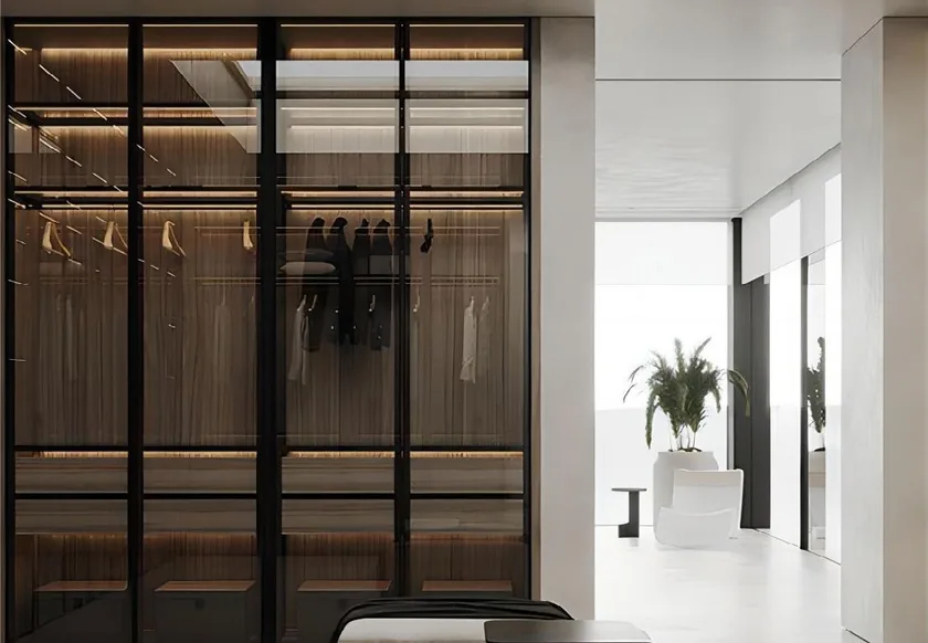 Closet organization system with island and seated dressing area, Hawaii residence