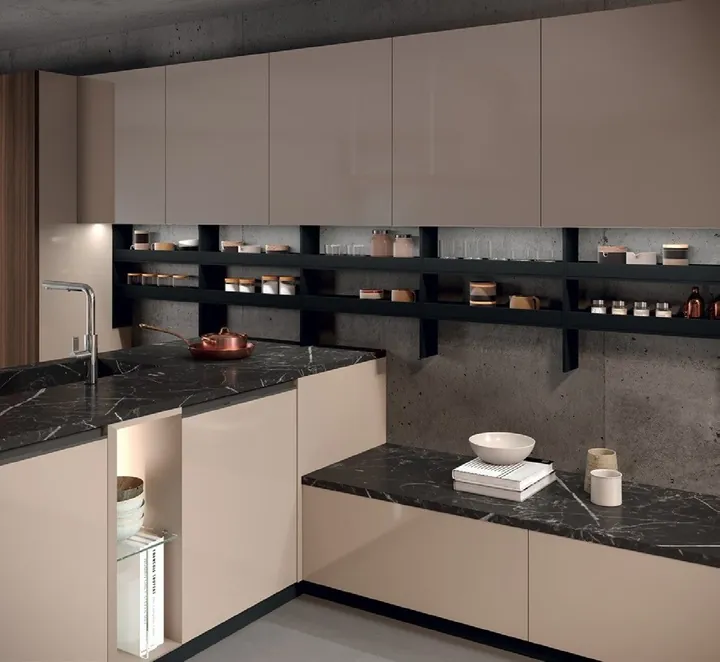 Handleless modern kitchen featuring slab-front cabinetry and under-cabinet LED lighting, Oahu custom installation