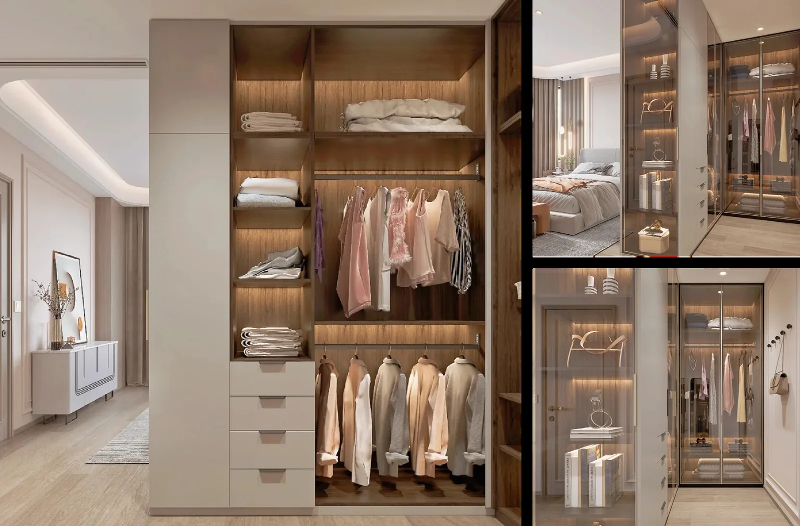 Luxury walk-in closet with open shelving and shoe storage, Honolulu home