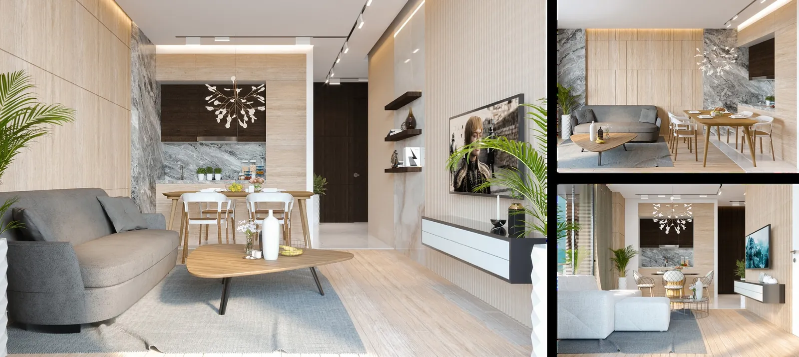 Minimalist kitchen design with porcelain countertops and tall storage walls, Hawaii residence