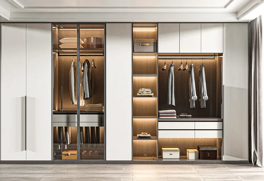 Walk-in dressing room featuring pull-out racks and hampers, Honolulu home