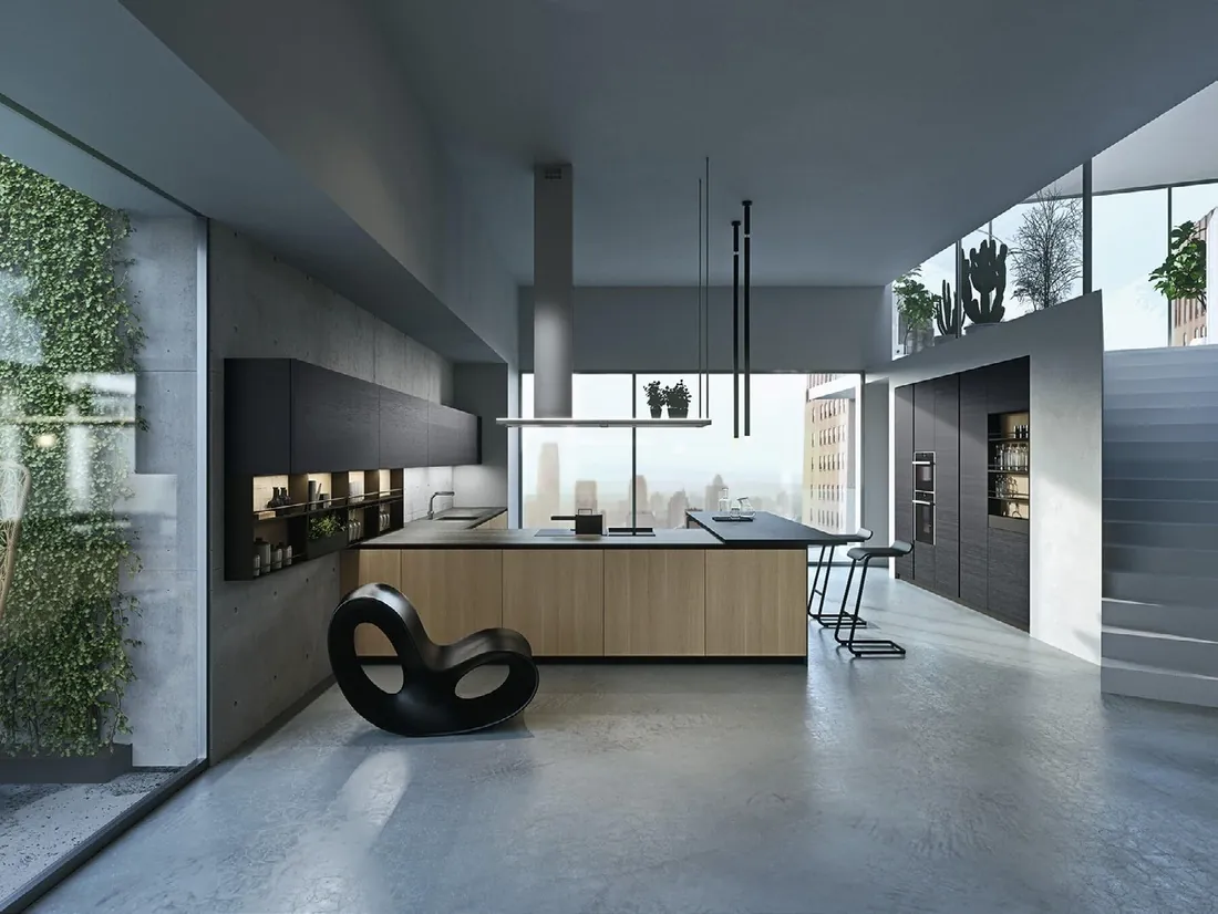 Handleless modern kitchen featuring slab-front cabinetry and under-cabinet LED lighting, Oahu custom installation