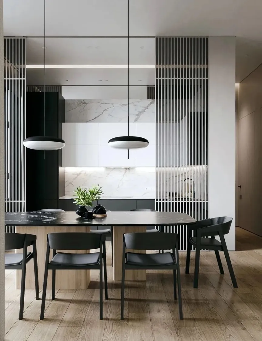 Two-tone kitchen cabinets with built-in wine storage and display shelving, Kapolei showroom display