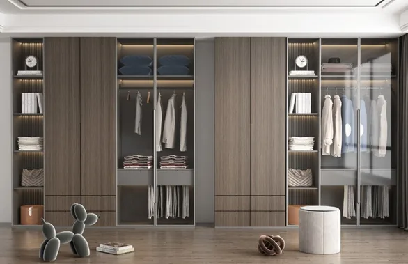 Sliding-door closet system with integrated LED lighting, Hawaii residence