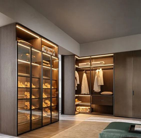 Walk-in dressing room featuring pull-out racks and hampers, Honolulu home