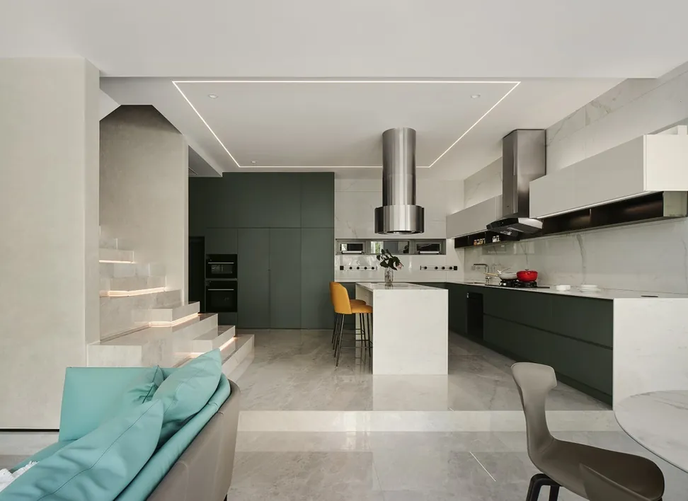Open-plan kitchen with full-height pantry and panel-ready refrigeration, Hawaii residence