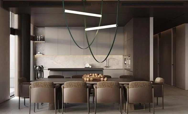 Two-tone kitchen cabinets with built-in wine storage and display shelving, Kapolei showroom display