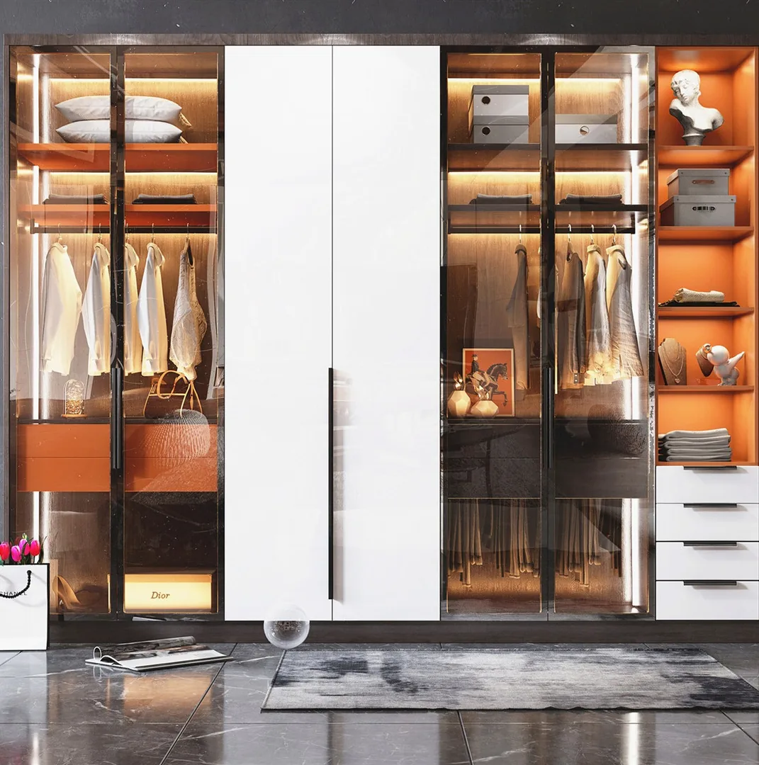 Modern wardrobe design featuring soft-close drawers and hanging rods, Oahu custom installation
