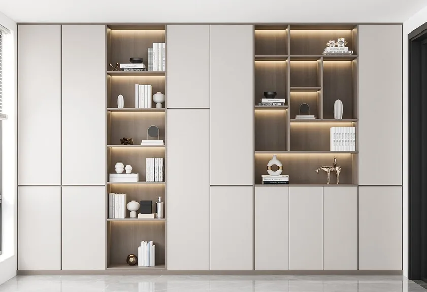 Sliding-door closet system with integrated LED lighting, Hawaii residence