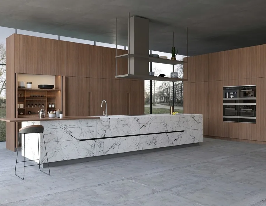 Luxury Oahu kitchen with custom hood, gas cooktop, and prep sink, Honolulu home