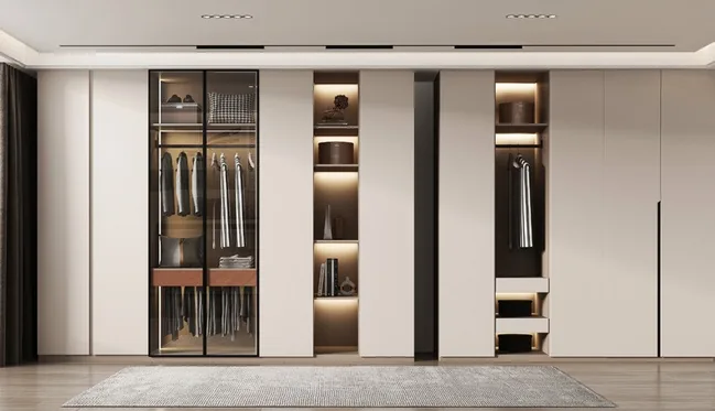 Sliding-door closet system with integrated LED lighting, Hawaii residence