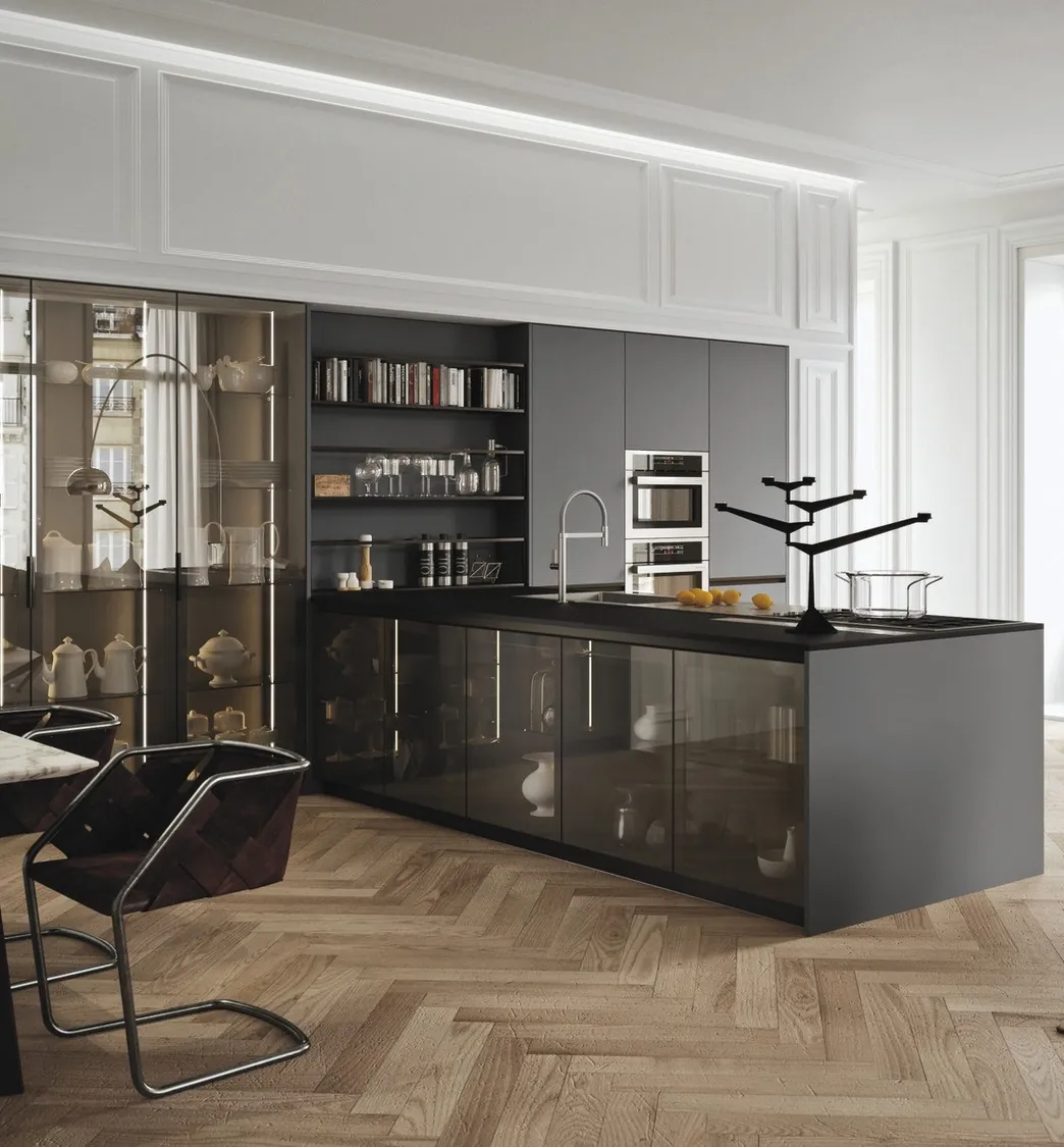 Custom kitchen cabinets featuring walnut accents and soft-close drawers, Oahu custom installation