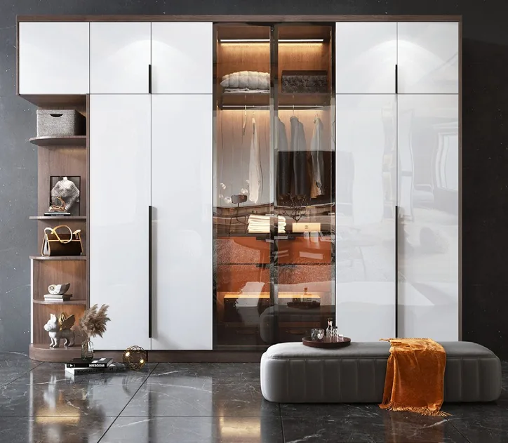 Luxury walk-in closet with open shelving and shoe storage, Honolulu home