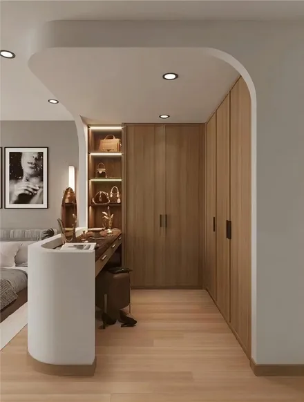 Luxury walk-in closet with open shelving and shoe storage, Honolulu home