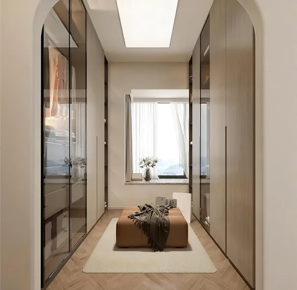 Modern wardrobe design featuring soft-close drawers and hanging rods, Oahu custom installation