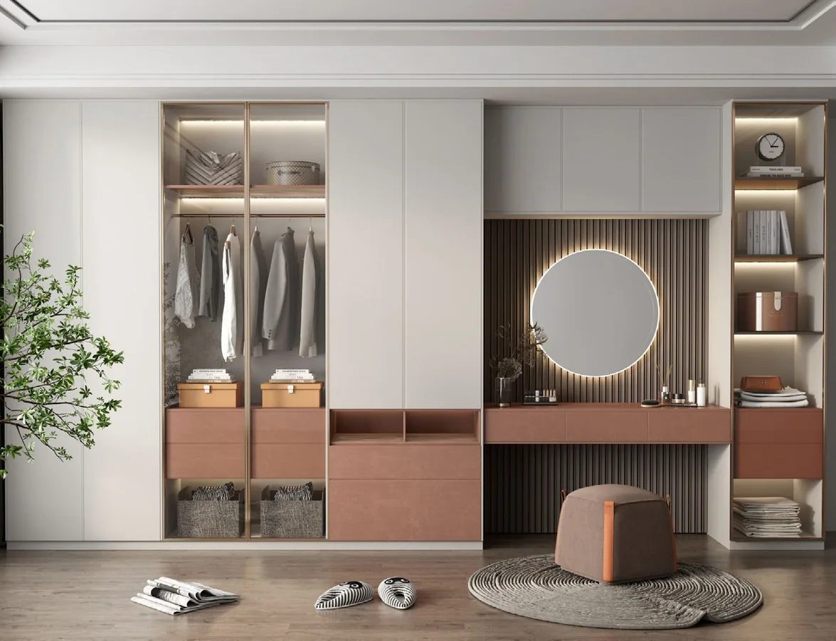 Walk-in dressing room featuring pull-out racks and hampers, Honolulu home