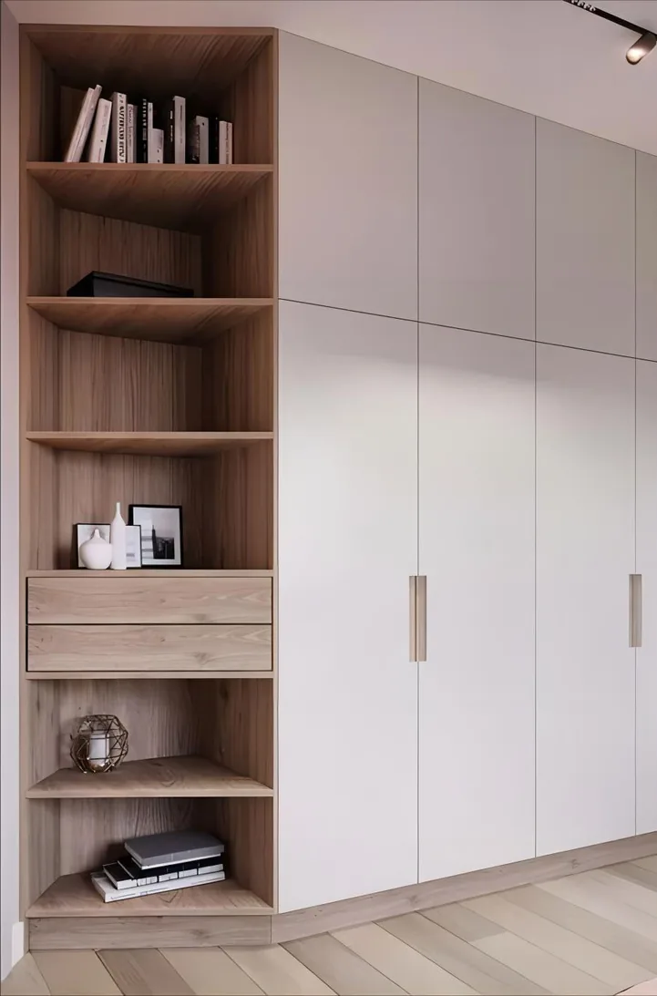 Reach-in wardrobe with glass-front cabinetry, Kapolei showroom display