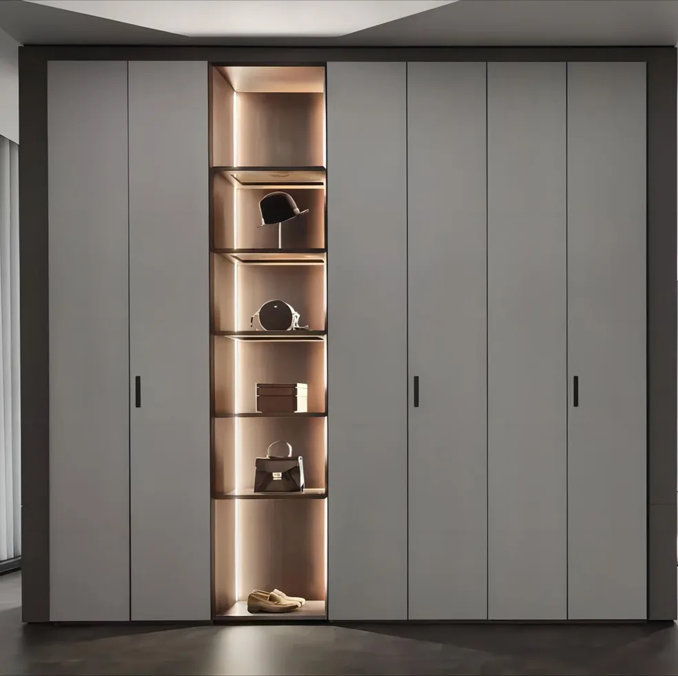Custom walk-in closet with built-in shelving and drawers, Oahu showroom