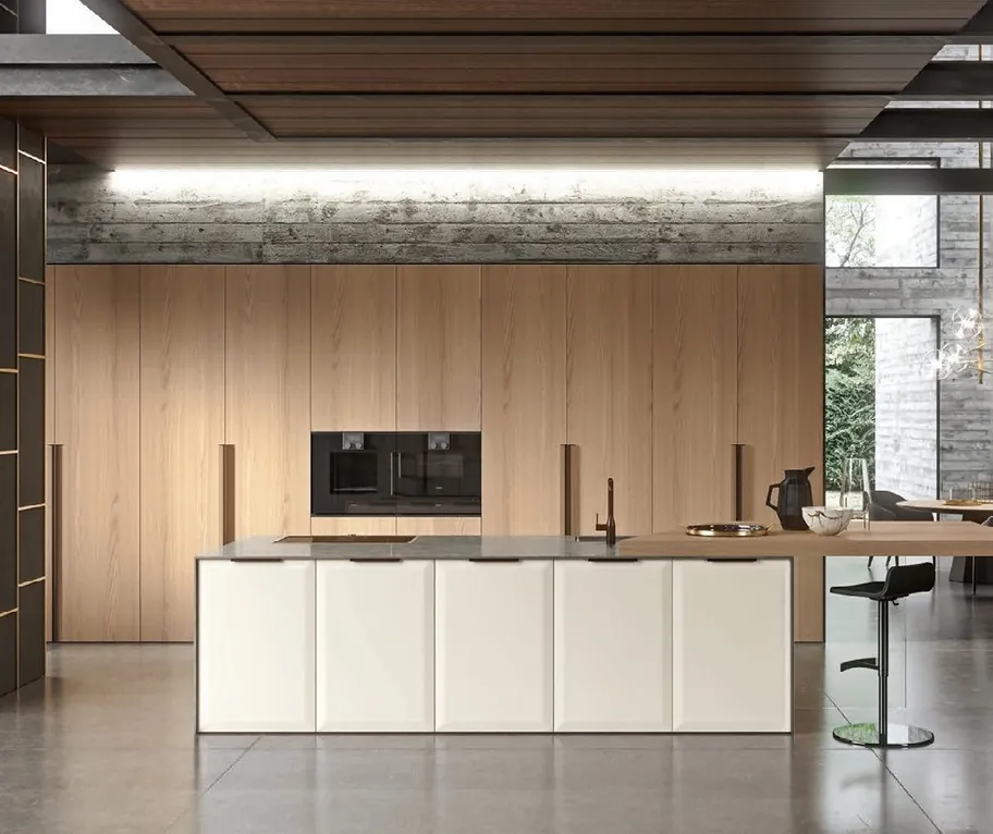 Island kitchen design with breakfast bar seating and pendant lighting, Oahu showroom