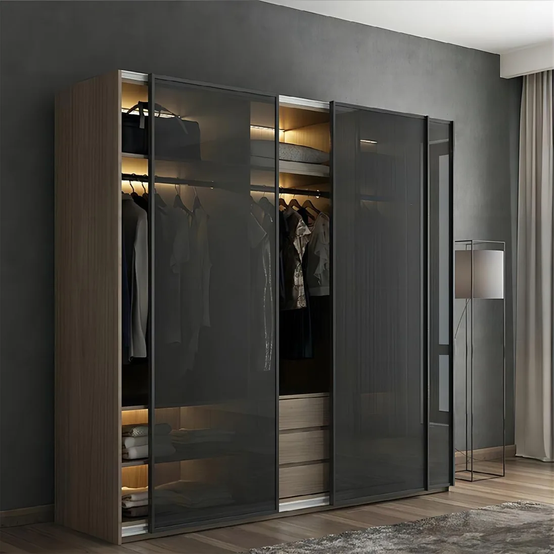 Closet organization system with island and seated dressing area, Hawaii residence