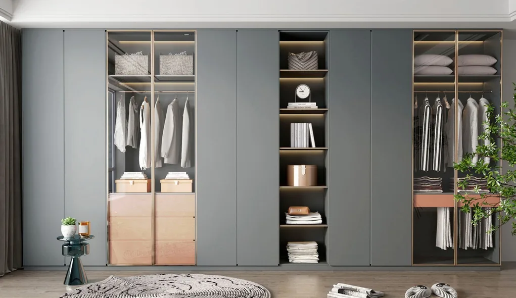 Closet organization system with island and seated dressing area, Hawaii residence