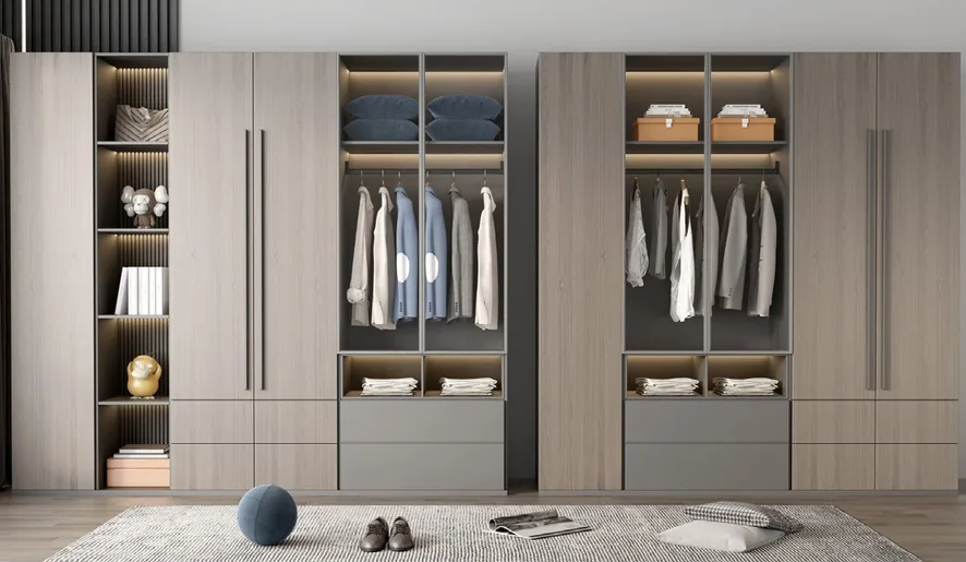 Closet organization system with island and seated dressing area, Hawaii residence