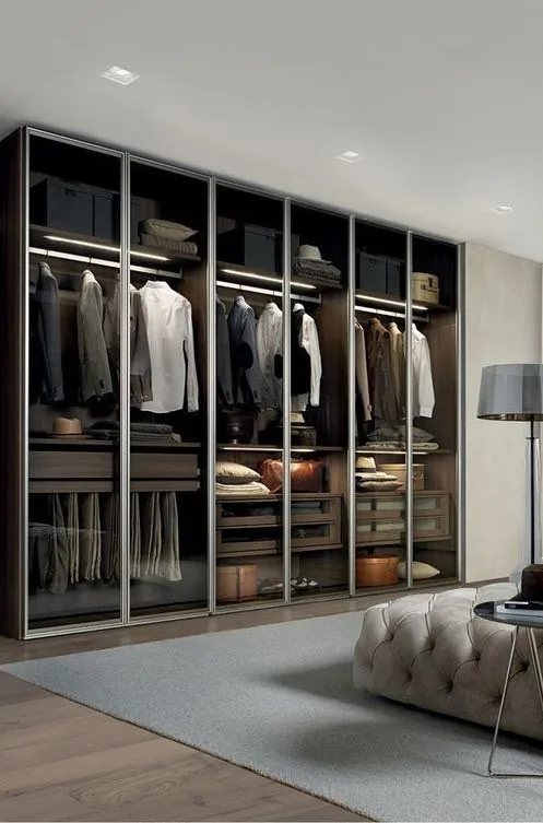 Luxury walk-in closet with open shelving and shoe storage, Honolulu home