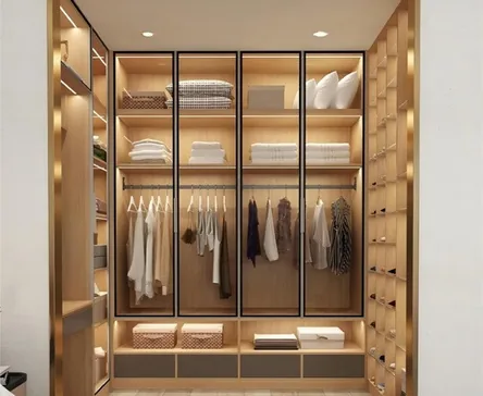 Luxury walk-in closet with open shelving and shoe storage, Honolulu home