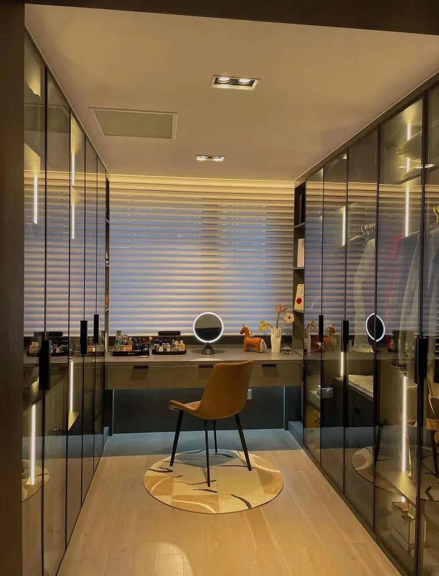 Walk-in dressing room featuring pull-out racks and hampers, Honolulu home