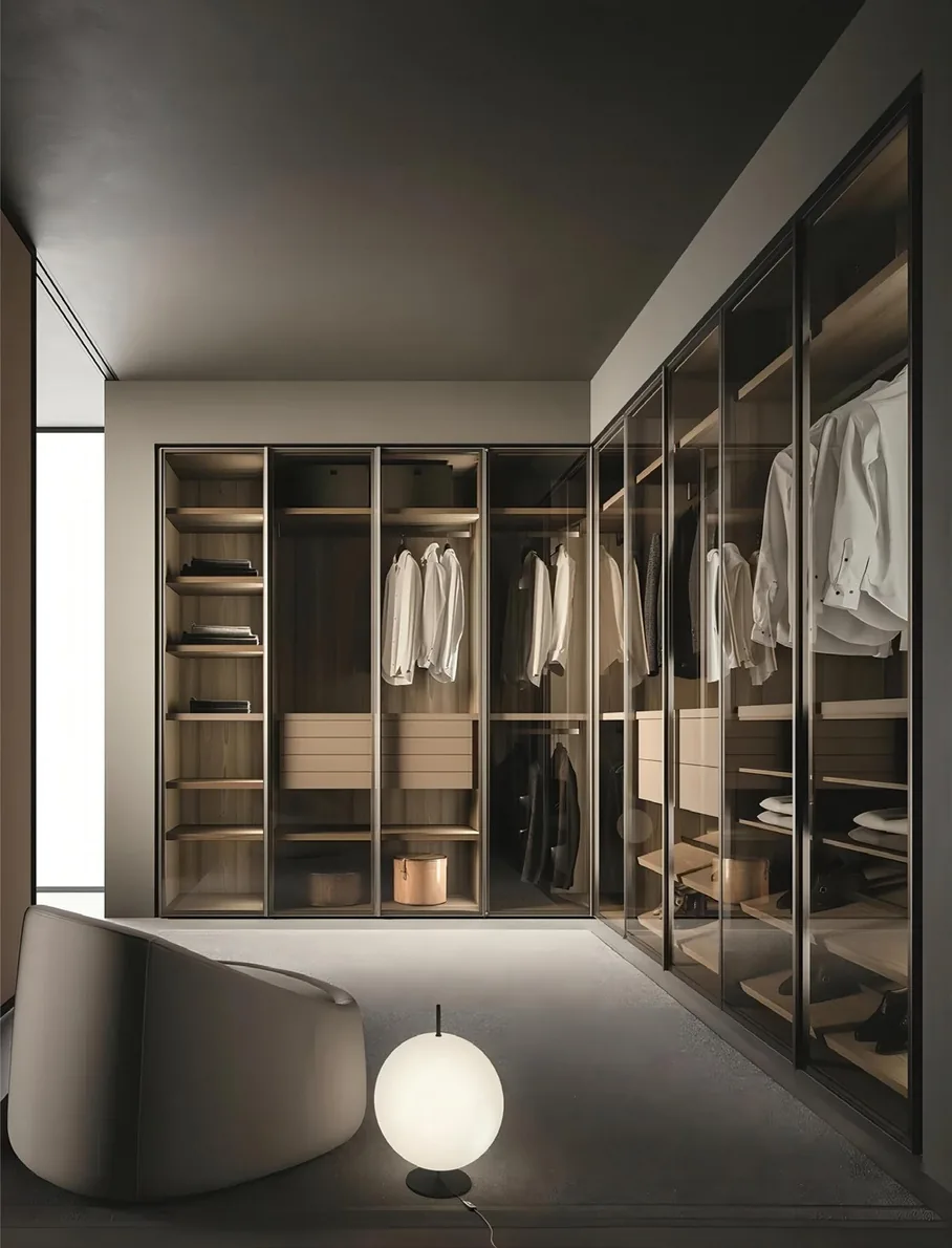 Sliding-door closet system with integrated LED lighting, Hawaii residence