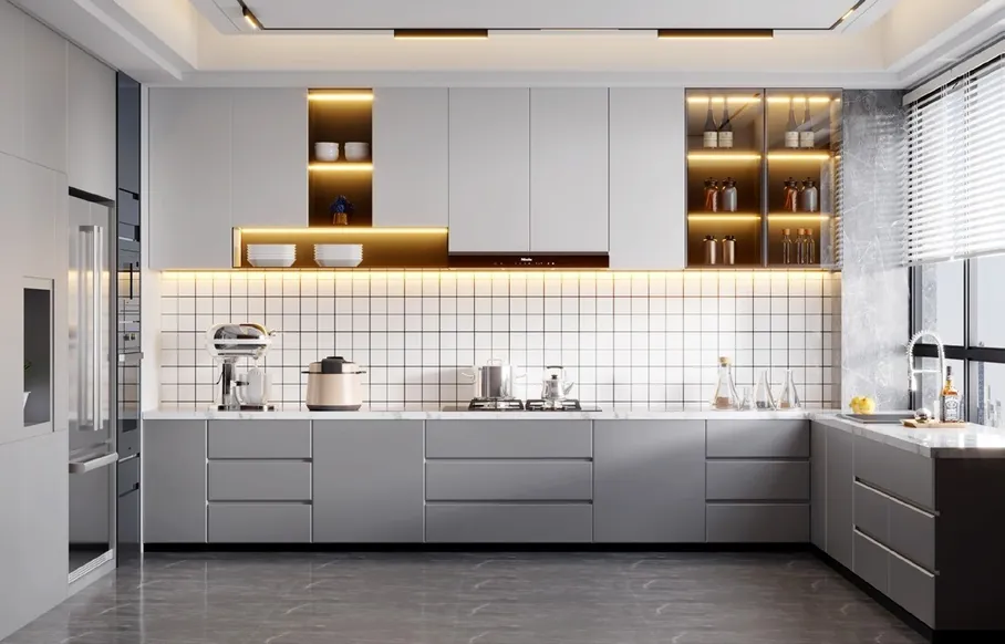 Luxury Oahu kitchen with custom hood, gas cooktop, and prep sink, Honolulu home